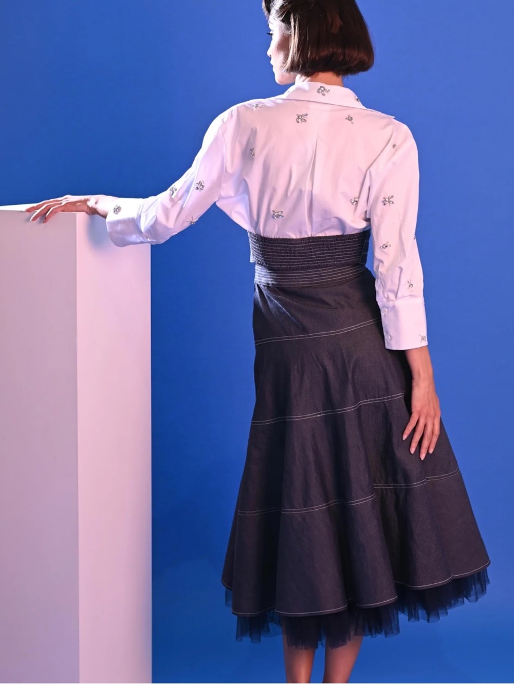 Anthropologie Geisha Designs
Floriana Denim Tiered Skirt - Sz 14 NWT - Picture 2 of 16